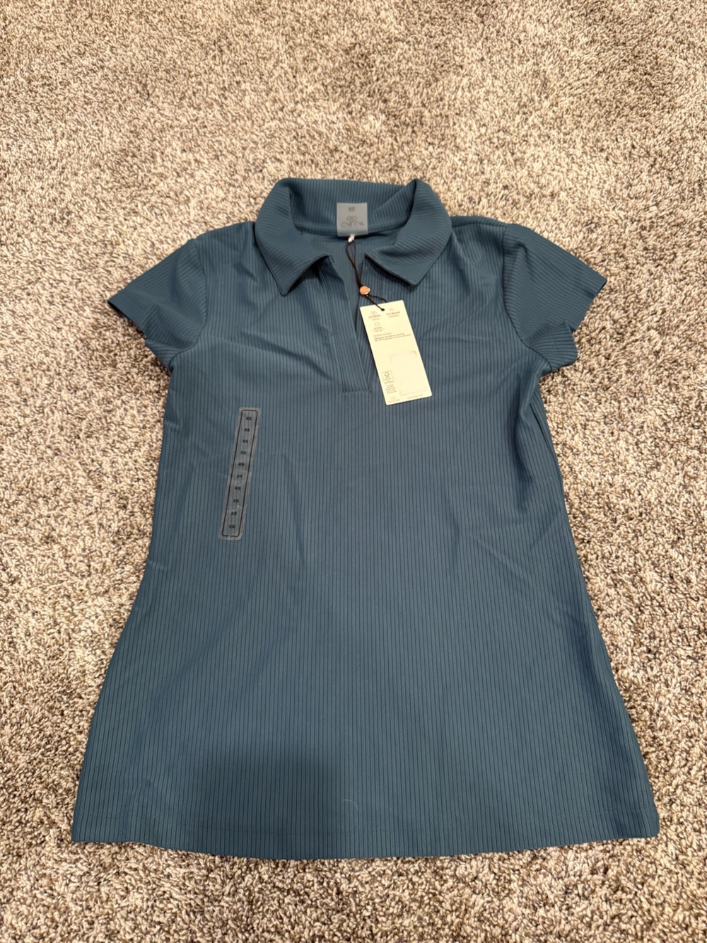 NWT CALIA Women’s Ribbed Golf Polo Shirt Blue Size X Small UPF 50+ Stretch